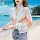 
Woodpecker summer thin breathable sunscreen short jacket for women 2025 new air-conditioning shirt casual tops look slim and loose 58 purple thin, thin, average size 85-130Jin [Jin equals 0.5 kg] can be worn