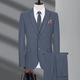 MONTAGUT suit men's winter thickened wool suit formal striped wedding banquet dress dad jacket 992 blue striped double slit two-piece set wool material 2XL 185/