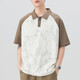 Jiumuwang à manches à manches à manches à manches courtes Polo Polo pour hommes American American Retro Retro Loose Trendy Tied-Dye T-shirt à manches mi-manche 695 Brown M 105-125Jin [Jin est égal à 0,5 kg]