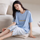 
Modal pajamas for women in summer pure cotton 2025 new short-sleeved cropped trousers with chest pads for outdoor wear for women's suits 9215 pure cotton short-sleeved cropped trousers M Recommended 80-100Jin [Jin equals 0.5 kg]
