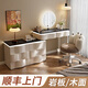 Xinang 2025 New Solid Wood Dressing Table Modern Simple Bedroom Dressing Table Drawer Cabinet Integrated Small Storage Cabinet Cosmetic Mirror 80cm Rock Surface + Three Drawer Cabinets + Sunglasses + Cat Claw Swivel Chair
