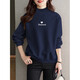 GTYUWVG royal blue plus velvet thickened sweatshirt for women in autumn and winter small loose casual half turtle collar design sense top jacket trend 6197 royal blue half turtle collar plus velvet S 80-100Jin [Jin equals 0.5 kg]