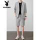 Playboy (Playboy) Sommer Dünner kurzärmeliger Anzug Herren-Fünf-Punkte-Shorts Sense Casual Sieben-Punkte-Ärmeljacke halbärmeliger Anzug modischer hellgrauer Anzug + Shorts s s