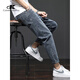 Canelin Kiskhajeans Jeans Spring et automne Men de la mode Men de la mode NOUVELLE MODE PANTAL STRIEUX MENS PANTAL PANSATILE JEUNORE Version coréenne 306 Blue Grey régulier + 6621 noir régulier 31