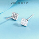Zokai platinum earrings for women PT950 car flower beads platinum bean earrings square ear piercing large jewelry girlfriend gift small square model about 1.56 grams (about 4.8mm)