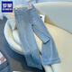 Lomon Summer Blue Light Blue Nine Point Version étroite Jeans droits pour les femmes 2025 Nouveau pantalon large largeur à patte haute Light Blue_Nine-Point L [suggéré 105-115jin [Jin est égal à 0,5 kg]]]