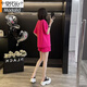 莫代尔运动睡衣套装女时尚简约韩版家居服夏季新款火龙果色短裤可外穿 火龙果色套装【上衣+裤子】 L 建议101-120斤