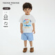 Teenie Weenie Kids 25-year-old baby boy printed short-sleeved round neck T-shirt base layer gray 90 cm
