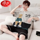 Langsha Pyjamas Männer reine Baumwolle Sommer kurzärmelige Schüler der Junior High School Big Children Cartoon Cotton Summer Thin Home Clothing Set WB1355 Kleine Größe M [High 155-16070-90jin [Jin gleich 0,5 kg]] durchschnittliche Größe