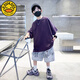 G.DUCK KIDS小黄鸭男童套装夏季2025新款韩范儿童夏装衣服潮男孩短袖两件套 深灰色jd5012字母夏套装 140