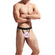 Sexy men's men's sexy underwear imitation leather one-line pants thong T-pants hollow black one size