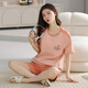 
Yalu summer ladies short-sleeved pajamas can be worn outside 100 cotton home clothes pure cotton large size Korean version can be worn outside summer vacation Y9855 M