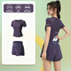 Best Lun Outdoor Casual Sports Set Fashion Badminton Clothes Women's Tennis Clothes Pink Purple Top + Purple Shorts XL