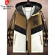 
Pierre cardin men's spring and autumn hooded work jacket letter printed jacket trendy brand jacket teenager outdoor charge suit 16852S black M