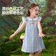 ASK JUNIOR [Little Fresh] Children's Skirt Summer Flying Sleeve Dress Girls Check Princess Skirt Small Children's Doll Neck Dress
