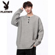 Playboy (PLAYBOY) Henry collar sweater for men in autumn and winter trendy brand blended sports sweater for men, simple and loose youth sweater jacket, off-white M about 95~115Jin Jin equals 0.5kg can be worn