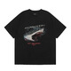 Lee Kids Real Shot Reprection Collection Eagle Shark motif de requin imprimé Round Cou Short Sleeve Beautiful Hip-Hop Men and Women 1048 Black S