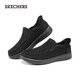 SKECHERS flash shoes for men 2025 new autumn velvet warm casual walking shoes one-leg loafers 205606