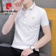 Pierre Cardin Summer Cool Cool Silk High-Ald Simple Fink Lapa de algodón de algodón de algodón de manga corta Polo bordado para hombres Bordado Camisa Blanca 679 Modelo M 85-Jin [Jin iguala 0.5 kg]