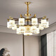 Alle kupfer neuen chinesischen Stil Massivholz Kronleuchter fühlen Wohnzimmer Lampe Esszimmer Selbstgebautes Haus Duplex Gebäude große Kronleuchter 2024 neues Modell Y9902-2+1 Esshängeglaslampe Abdeckung