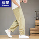 ROMON Chinese style folding linen men's pants summer loose harem pants Tang suit cotton linen casual pants straight trousers white [MK983 striped style] M -120Jin [Jin equals 0.5 kg]