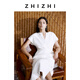 Zhizhi Yulangan – petite robe en lin pour femmes, col en v, manches courtes, taille, nouveau style, Yabai S, été 2025