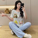 Yalu Summer Modal Pajamas Femmes avec poitrine PAD TROIS SET TROIS ENSEMBLE 2025 NOUVEAU CARTOONE PUPPY Les vêtements de maison peuvent être portés à l'extérieur de RM3519 Bow Girl [PAD PORTS FIXE] M 160