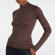 
Brunello Cucinelli cashmere and silk-blend rib knit top P01054348 Brown XXS CN 155/80