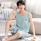 
Modal pajamas men's summer modal vest shorts home clothes summer thin sleeveless men's men can wear out suit M1047 gray blue M [Suggested 100-120 Jin [Jin equals 0.5 kg]]