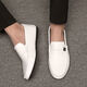 YRC Yierkang 2025 Doudou Shoes Мужская летняя мужская повседневная кожаная обувь с одной ногой в воздухопроницаемой туфли корейская версия 100 X-825 Белый 39