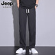 JEEP SPIRIT休闲裤男夏薄款2025新款冰丝直筒裤男款潮牌帅气运动裤百搭长裤子 1048黑色 M （28-29码）体重95-110斤