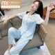 Modal summer new ice silk cool pajamas for women thin short-sleeved trousers ins Korean version of Bluebell Flower Sweet Home Clothing High Quality-YFY9905 [Short-sleeved trousers] M [Suggested 80-100Jin [Jin equals 0.5 kg]]