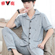 Yalu high-end 2025 new pure cotton pajamas for men's summer thin short-sleeved trousers for home clothes thin large-size suit Double bag pure cotton short-sleeved trousers 691 L Weight 100-130Jin [Jin equals 0.5 kg]