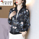 
Woodpecker beautiful top mother suit spring and summer chiffon sunscreen clothes for women with fashionable polka dot printed zipper cardigan baseball uniform 8043 colors 4XL