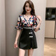 
A 21 FUNB new age-reducing foot massage shop female technician work clothes fashionable printed dress to make you look slim and elegant foot massage set 1391 black S