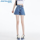 真维斯（JEANSWEST）牛仔短裤女夏季高腰卷边宽松小个子辣妹a字热裤复古蓝M