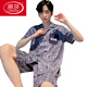 LangSha (LangSha) ice silk pajamas men's summer short-sleeved pants thin young boys summer men's home clothing 2025 new suit G723 M Recommended height 165, weight 90-110