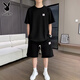 
Playboy Men's Casual Suit Summer Loose Breathable Short Sleeve T-Shirt Korean Style Fashion Trendy Men's Sports Set [Set] Khaki L [Suggested 120-140Jin [Jin equals 0.5 kg]]