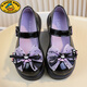 G.duck Girls' Leather Shoes Kuromi Bow Children's Shoes Spring and Autumn New Black Medium and Large Children's Girls Princess Shoes 2025 Black 26 Inner Length 15.8 cm