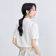 
InMAN (INMAN) pure cotton literary embroidered short-sleeved white shirt for women 2025 summer comfortable and versatile commuter lapel shirt top Pearl white M