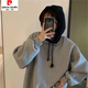 Pierre Cardin 2025 Nouveau sweat épais à capuche gris Nouvel automne et hiver européen lâche paresseux veste de longueur 13886 Sweatshirt noir s