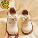 G.duck小黄鸭女童公主鞋皮鞋春秋款软底儿童小皮鞋女春季英伦风防滑单鞋 米白色 【现货秒发】 28 内长：17.2cm