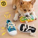 QiOh dog vocal slipper toy, self-pleasure and boredom relief artifact, rope knot, teeth grinding, chewing resistance, energy-consuming small and medium-sized dog toy, two pack, Locke Yellow + Sea Mist Blue