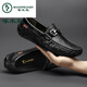Pecker Chaussures masculines 2025 Printemps et été Nouveaux haricots pour les jeunes Chaussures en cuir britannique à la tendance britannique pour les hommes Breatte et polyvalent trou d'été noir 9901 38 pieds de longueur 24cm