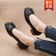 Shachijing chooses spring and summer middle-aged women's leather shoes genuine leather comfortable mother's shoes shallow mouth low heel single shoes thick heel medium heel round toe women's shoes yellow women's shoes that don't get tired of their feet for a long time 6626 37