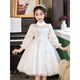 Bunte Edelsteine Little Girl High-End-Kleid-Prinzessin-Kleidermädchen-Aufführung Anzug Leicht Luxus Nische Host 9215 Weiß Langarm [Single Rock] M 140c