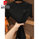 Pier Cardin 2025 NUEVA TEXTURA DE SEDA DE SEDILLO SUMERO Hombres bordados de cuello redondo de manga corta Mal manga versátil Versátil Luga Luxury Men Summer 6628 Negro M 80-105Jin [Jin equivale a 0.5 kg]