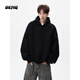 OEMG heavyweight 400G velvet thickened hooded sweatshirt for men in autumn and winter American high street jacket trendy brand loose hoodie black XL recommended 110-130Jin Jin equals 0.5 kg