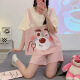 Opeodly夏季睡衣女薄款学生甜美短袖短裤两件套夏天宽松可外穿休闲家居服 684背带熊 L 【建议98-112斤】