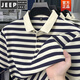 T-shirt à manches courtes Jeep Spirit pour hommes 2025 Nouveau revers rayé décontracté à demi-manche lâche hommes minces Polo à manches courtes L9906 Brown M 165 Recommandé 90-120jin [Jin est égal à 0,5 kg]